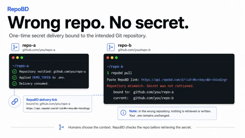 RepoBDのrepository binding（受け渡し先プロジェクトの照合）を示す説明図